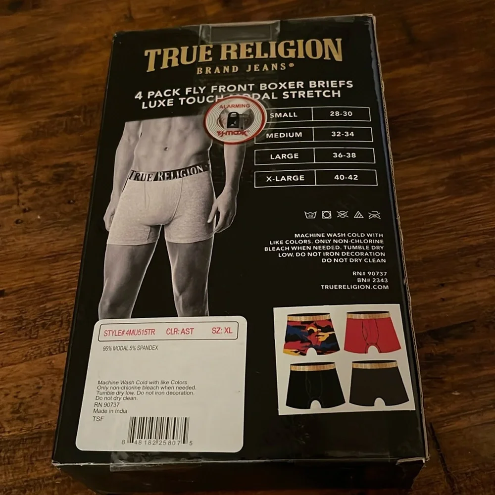True Religion XL Fly Front MODAL Boxer Briefs 4MU515TR